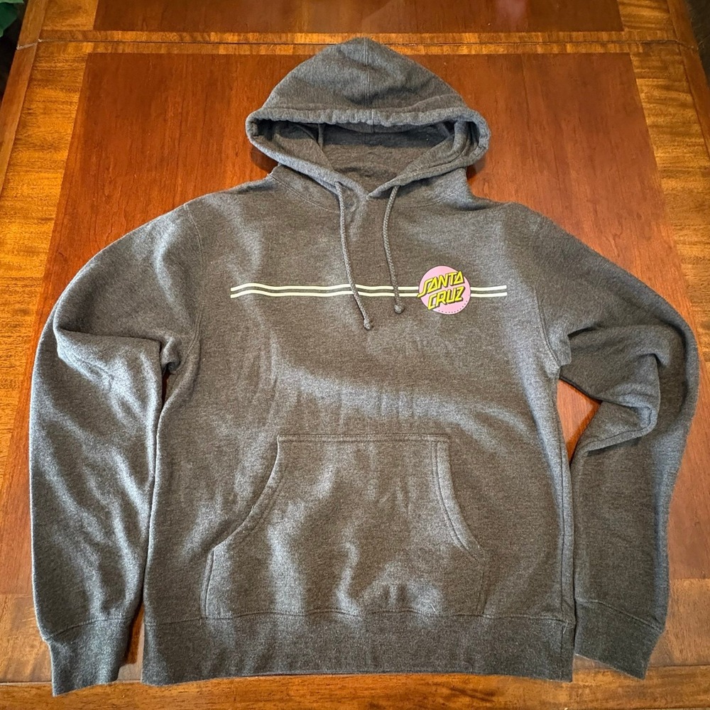 Santa Cruz Skateboards Hoodie Large Gray Dot Logo Pullover Skate‎ Streetwear